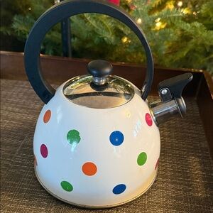 Cuisine Select Polka Dot Whistling Tea Kettle with Black Handle